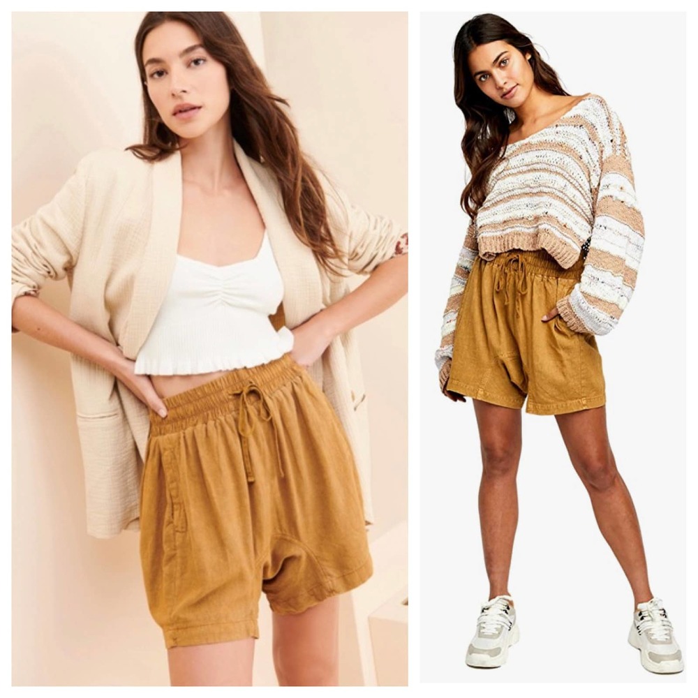 Free People Need to Escape Linen Lagenlook Bermuda Shorts